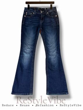 MISS ME Women’s Size 30 Denim Jeans Mid Rise Boot Style Stretch Embellished